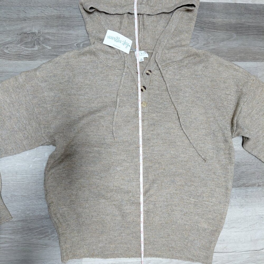 Lelis Women's Beige Hooded Long Sleeve Pullover Sweater Size Small